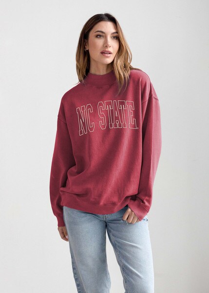 Crimson Red Ladies Mock-Neck Sweats